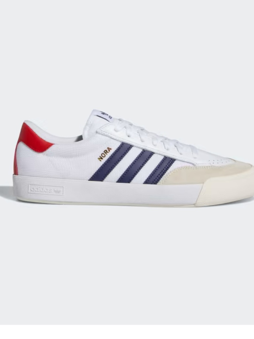 adidas Nora Low-Top Sneakers in White, Navy & Red
